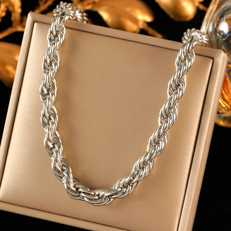 Miniatura: EILIECK 316L Stainless Steel Silver Color Heavy Cuban Chain Necklace For Women M