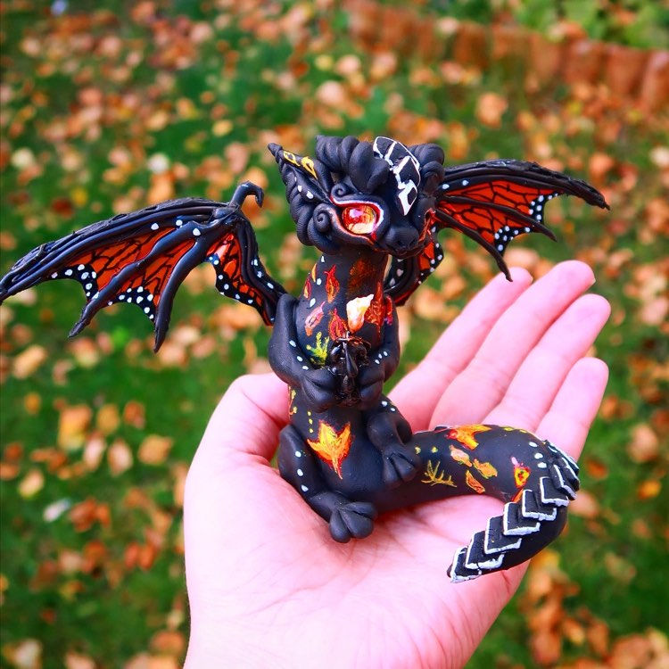 Thumbnail: Octavris the Autumnal Butterfly Dragon - Polymerclay OOAK Sculpture