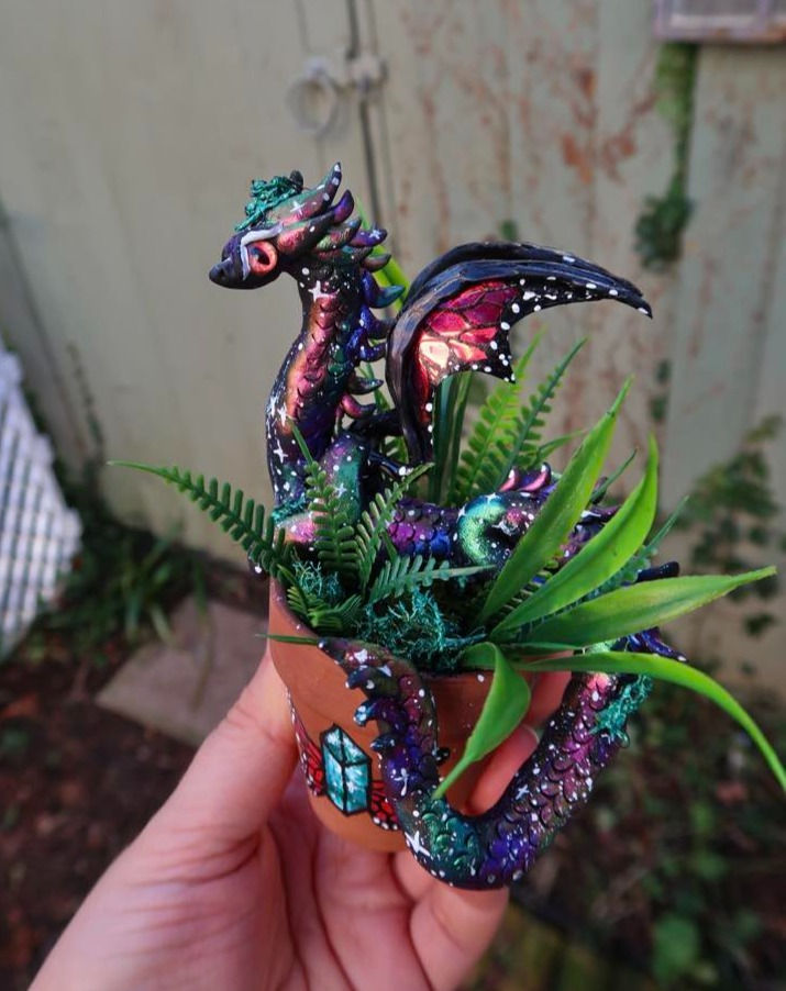 Thumbnail: Galactic Forest Potted Dragon "Estrella" - Handmade Ornament