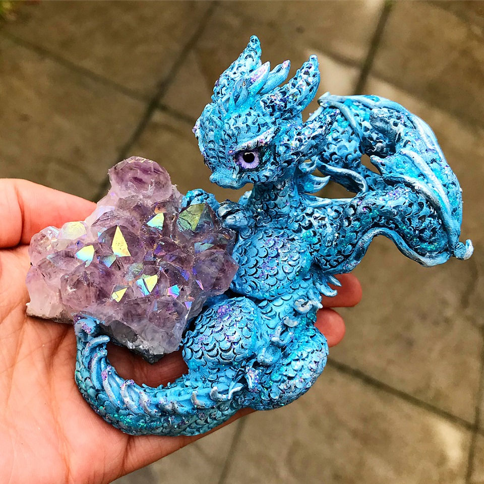 Thumbnail: Ellina - Blue Amethyst Aura Crystal Dragon