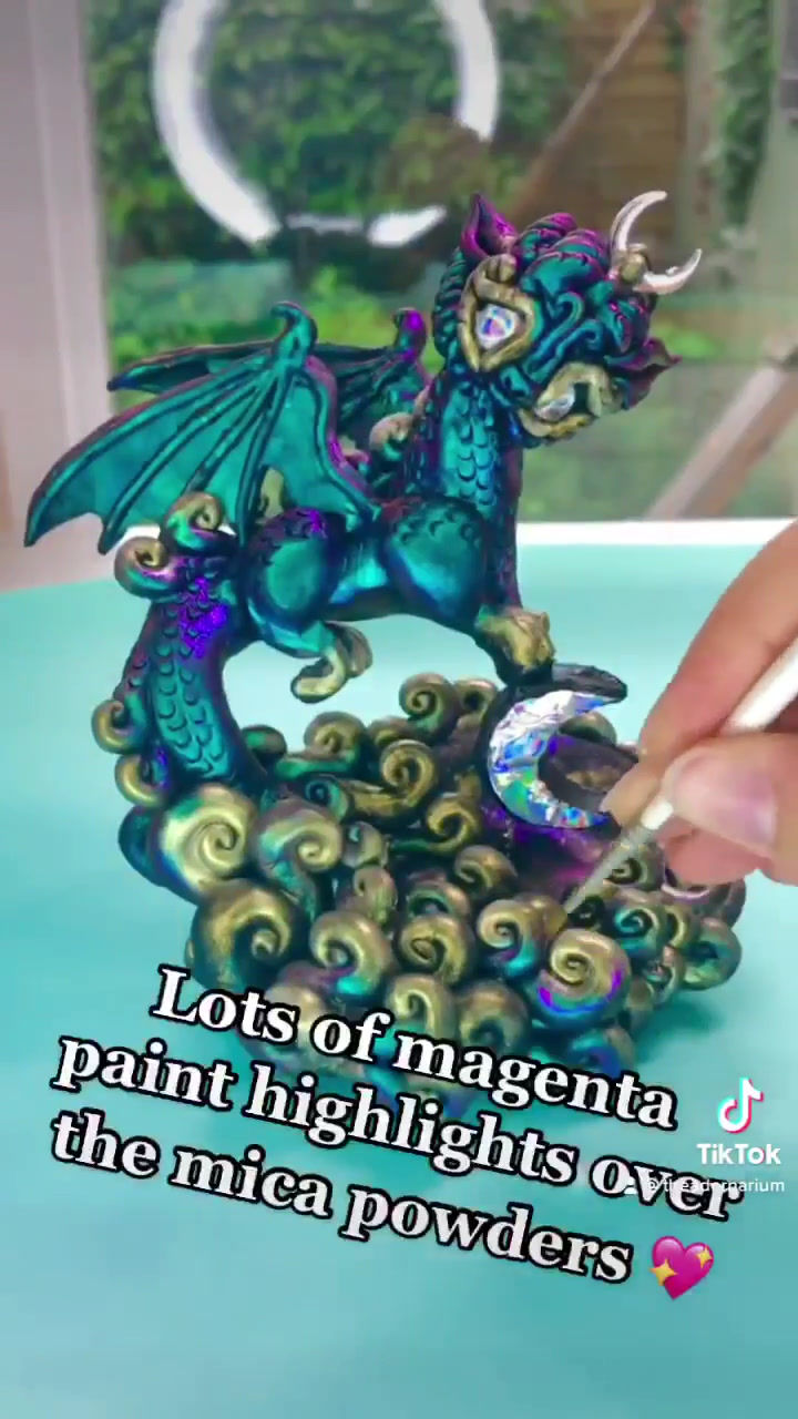 Thumbnail: Diana - The Holographic Moon Bearer Dragon - Polymerclay OOAK Sculpture