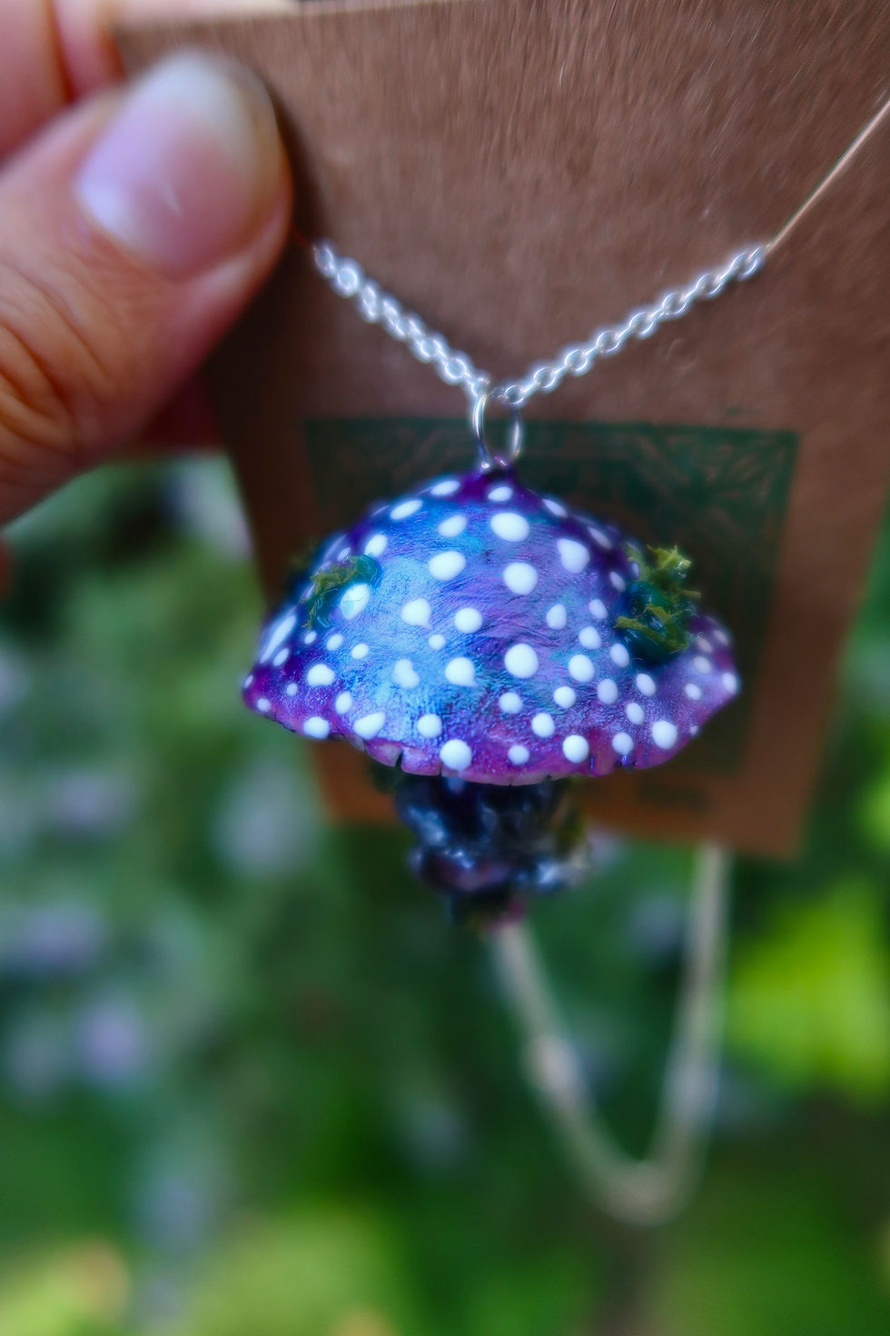 Thumbnail: Purple Mushroom Pendant with Amethyst and Purple Aura Quartz