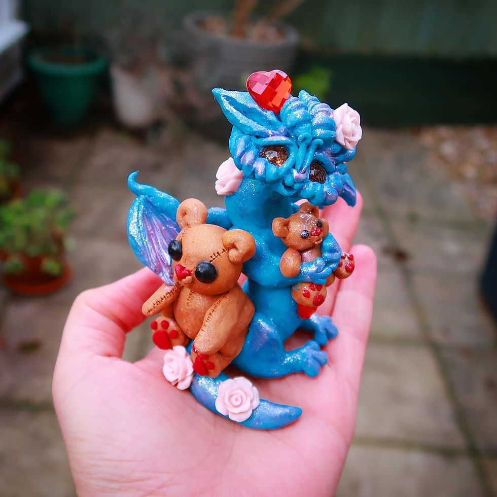 Thumbnail: Teddy and Rose Dragon 'Tiana' Valentine's Day Sculpture