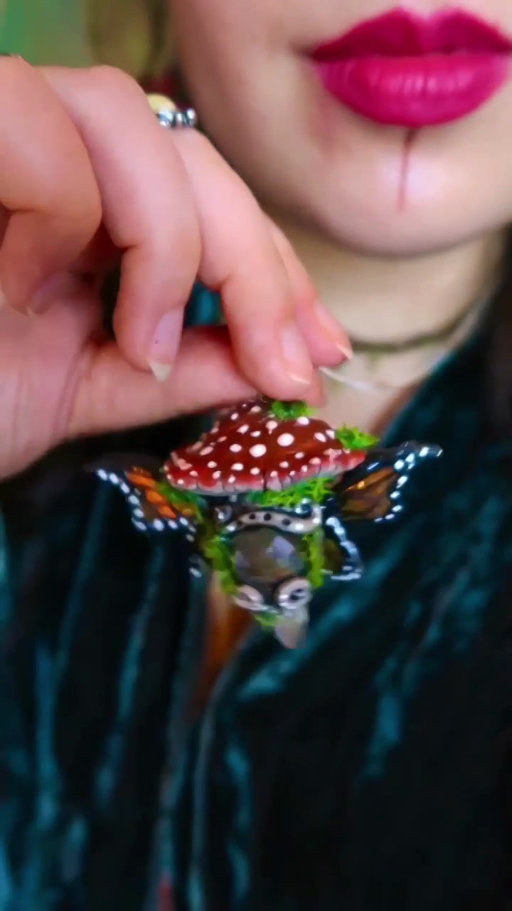 Thumbnail: Butterfly Mushroom Labradorite and Aura Quartz Crystal Pendant