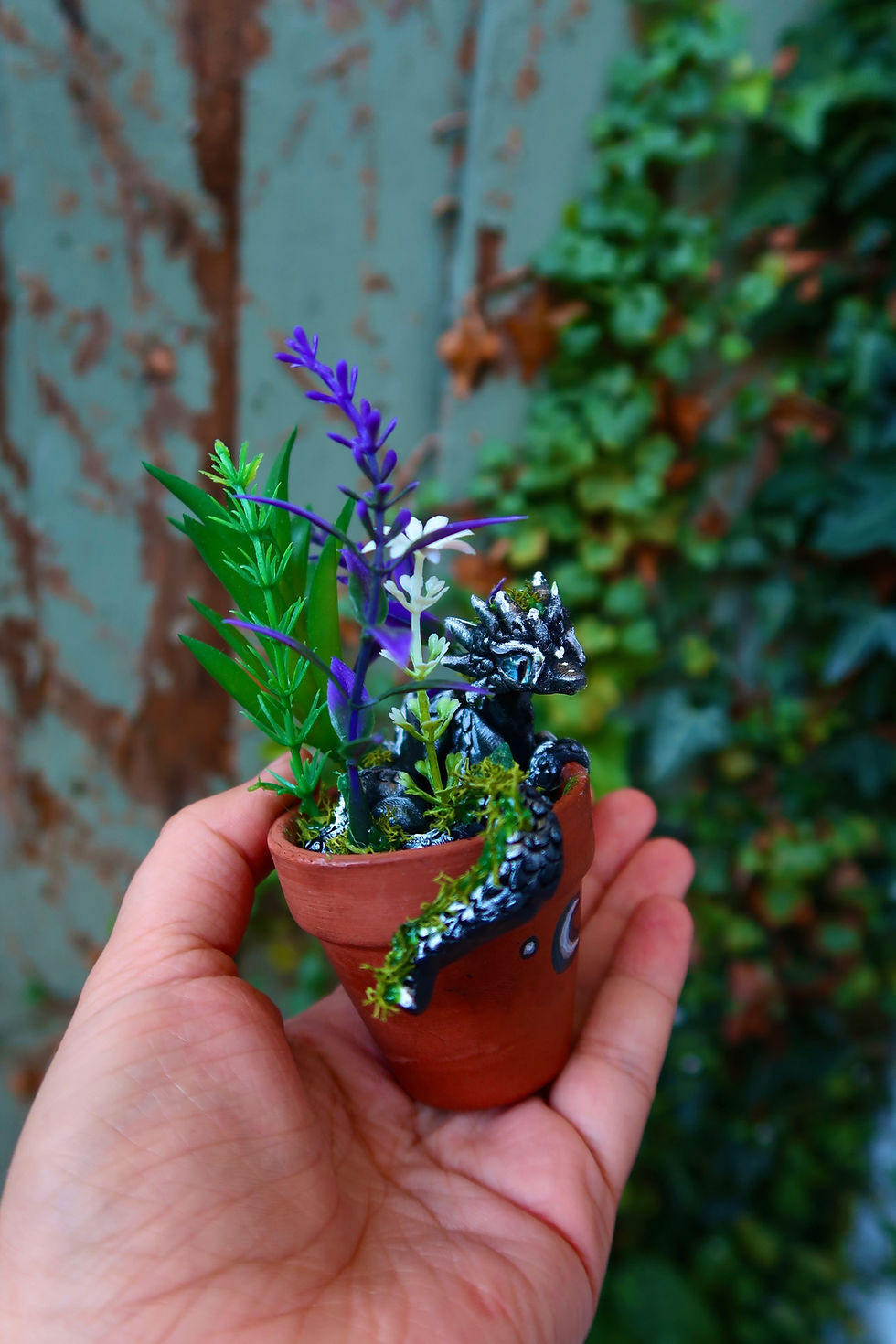 Thumbnail: Asher the Mini Potted Plant Moon Dragon - Handmade Sculpture Ornament