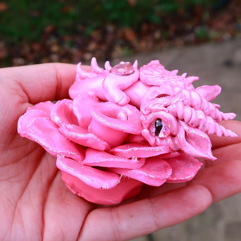 Thumbnail: Pink Rose Dragon 'Velvet' Cute Sculpture
