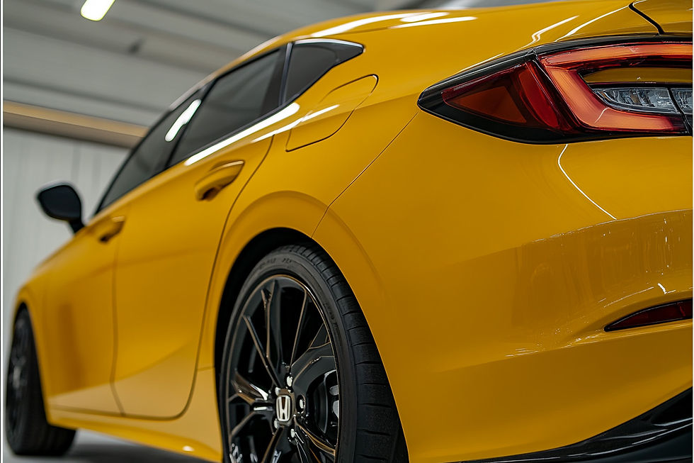 Thumbnail: Orafol 970RA 201 crocus yellow premium wrapping cast vinyl close up rear