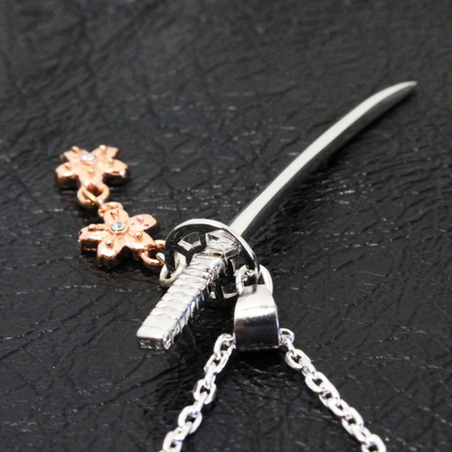 日本刀と桜ネックレス 桜色 シルバー925 | sansho