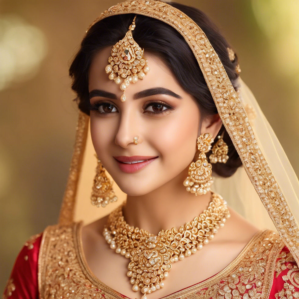 bridal heavy jewelry set bride with golden background.jpg