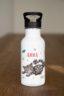 Trinkflasche Edelstahl Katze