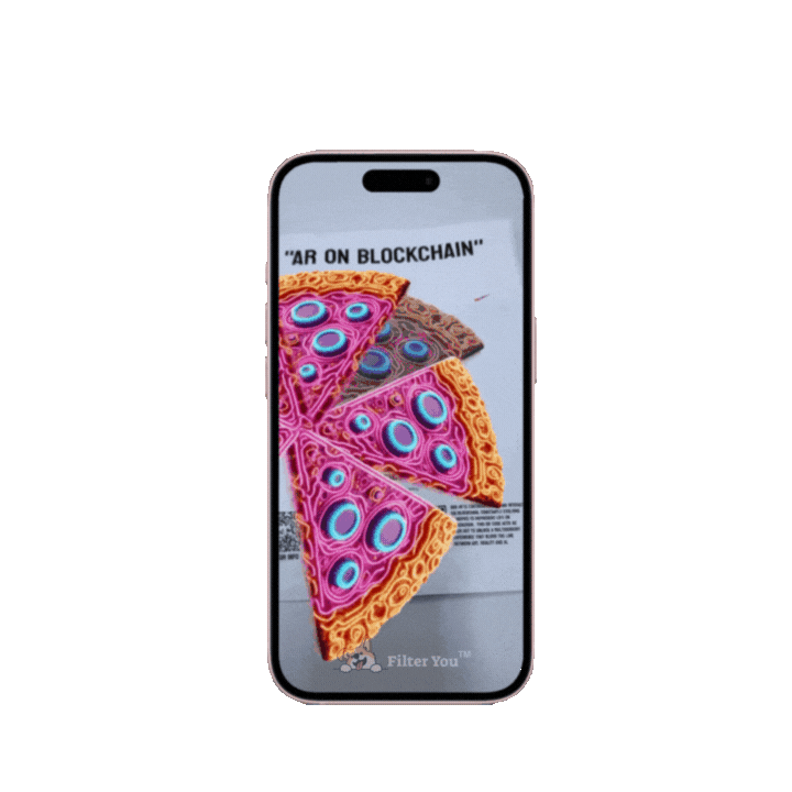 Blockchain AR: Track pizza provenance with interactive filter.