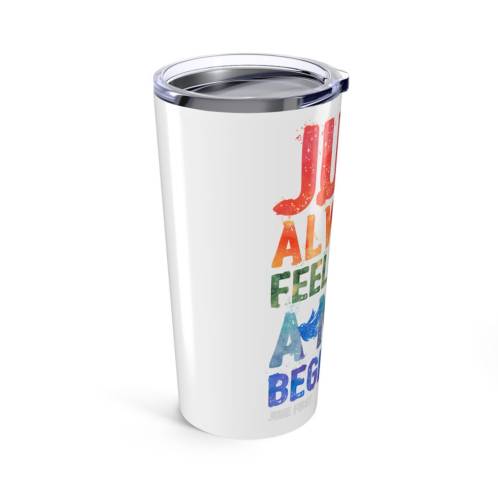 Thumbnail: June Always Feels Like a New Beginning Steel Tumbler with Straw, 20oz
