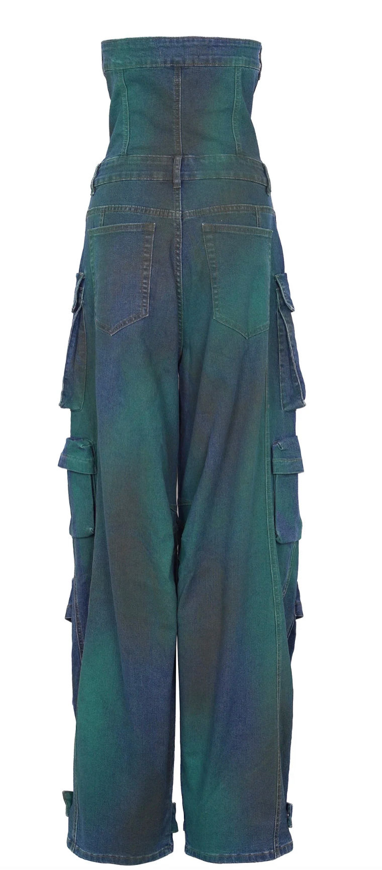 Thumbnail: Halter Cargo Denim Jumpsuit 