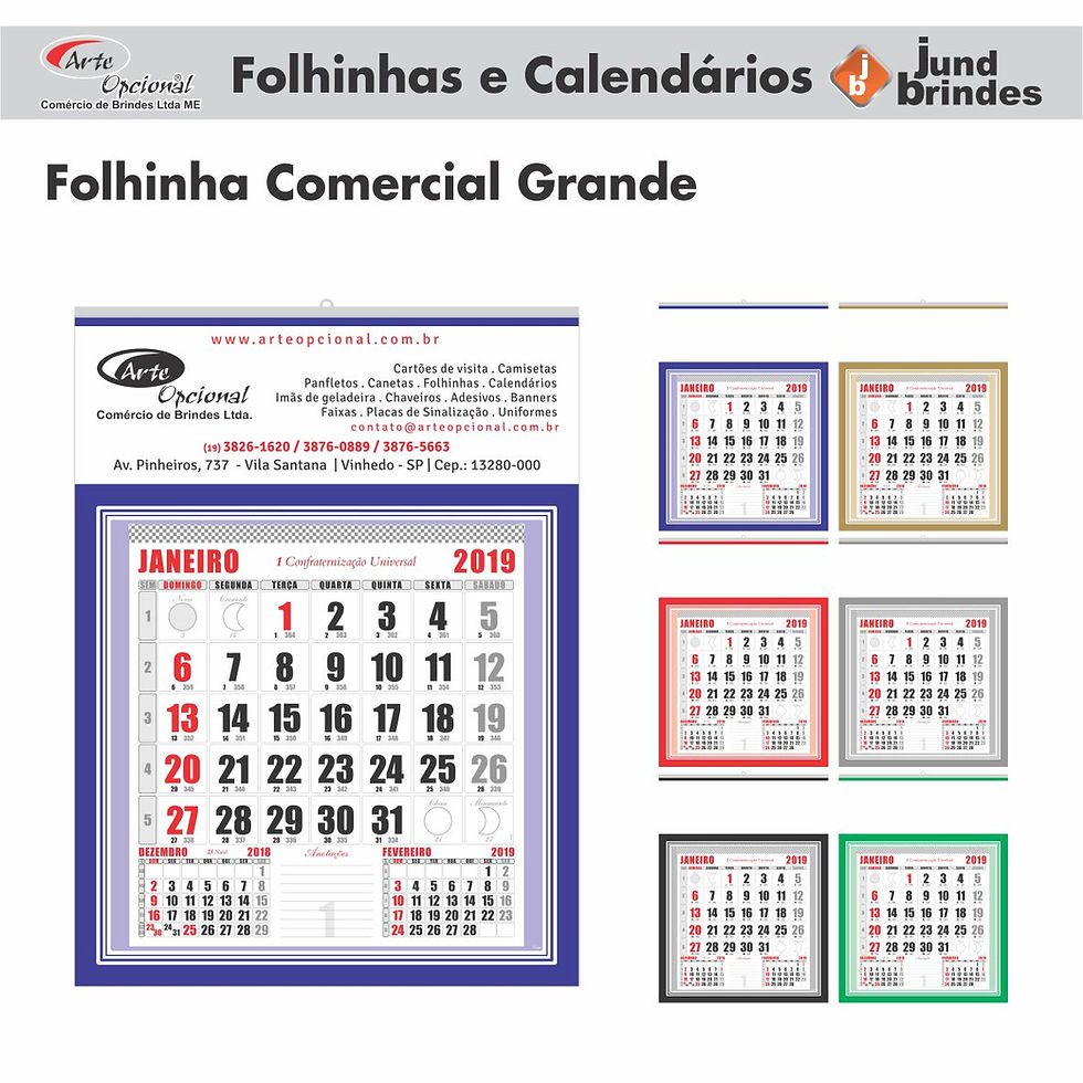 Folhinhas e Calendários |Arte Opcional