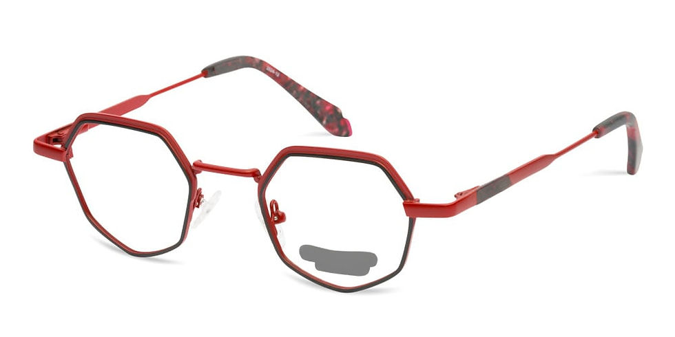 Hexagonal red metal glasses frames