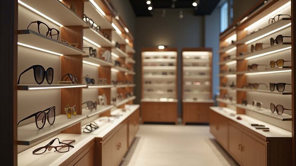 High angle view of a stylish designer eyewear boutique