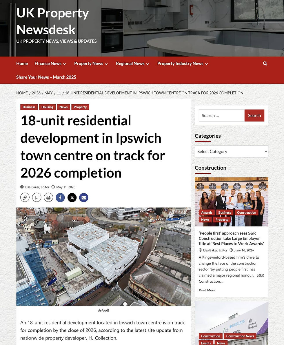 18-unit residential development in Ipswich town centre on track for 2026 completion