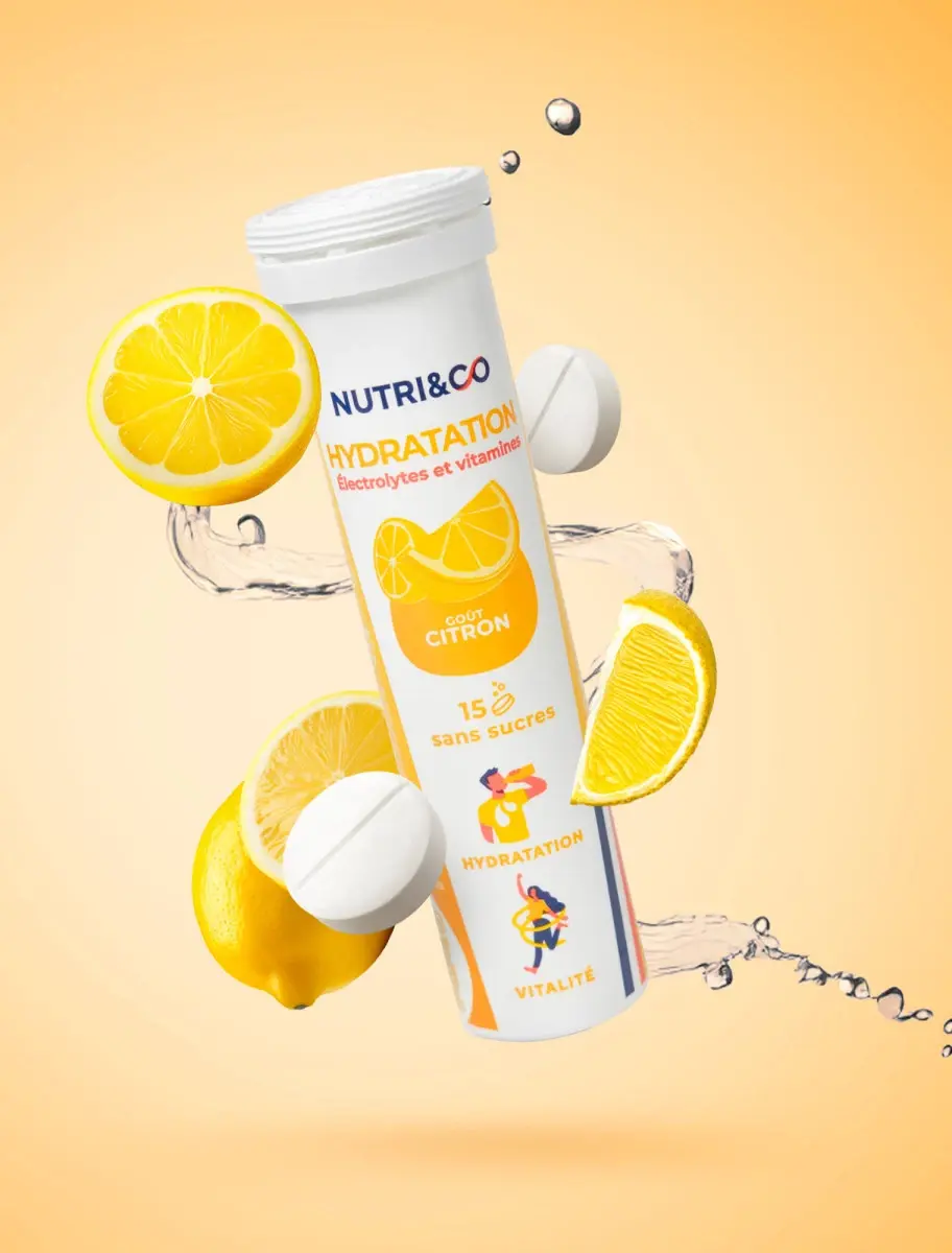 Électrolytes Hydratation Nutri&Co : pastilles effervescentes sans sucre pour optimiser l’hydratation et soutenir muscles