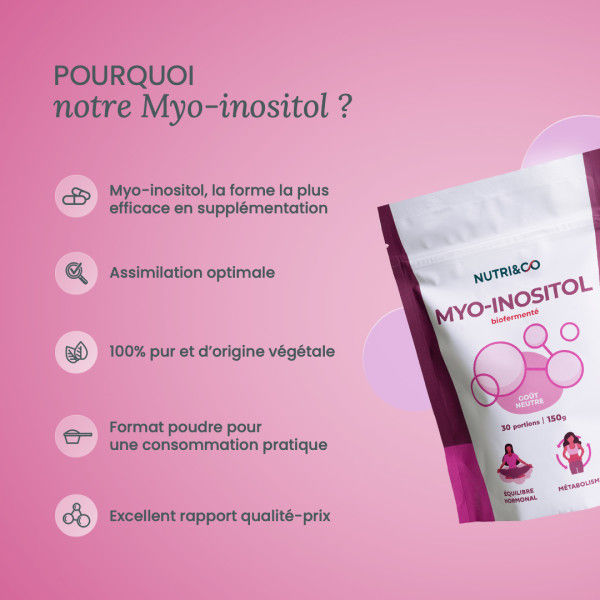 Myo-Inositol Nutri&Co : complément premium pour soutenir l’équilibre hormonal féminin et le bien-être métabolique.