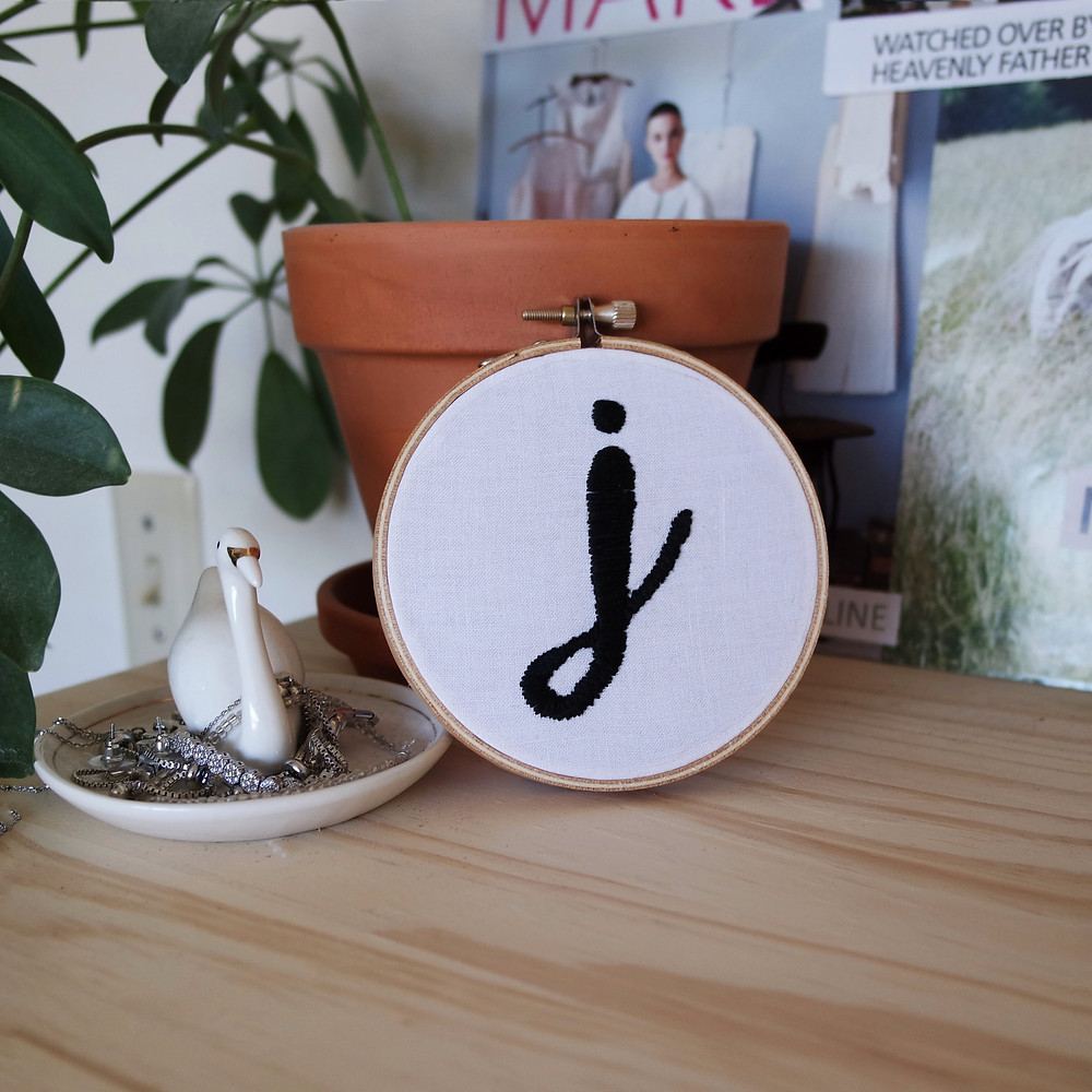 embroidered J monogram DIY