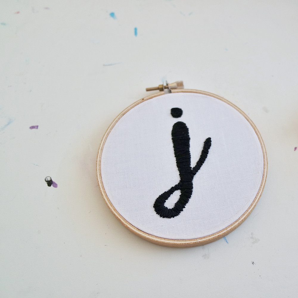 embroidered DIY letter J
