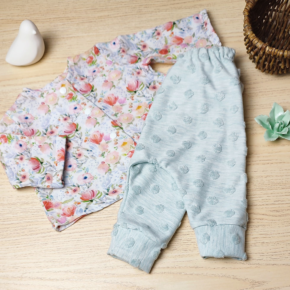 Miniature : Chemise fleurie bébé Oekotex fait main en France Zouzou Cailloux