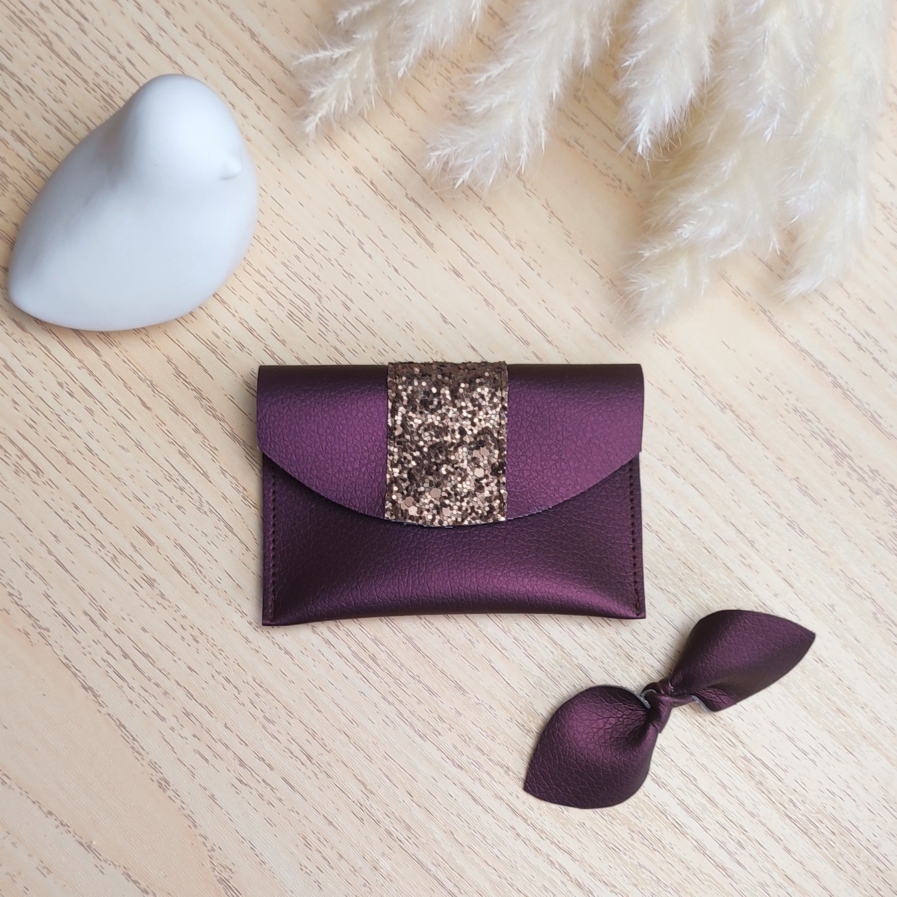 PORTE CARTES PRUNE OR FRANCE ZOUZOU CAILLOUX