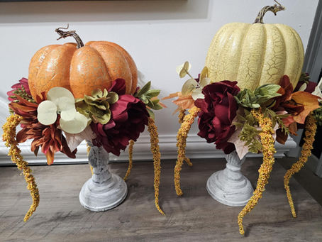 Elevate Your Fall Decor with Stunning Tall Pumpkin Candlestick Arrangements