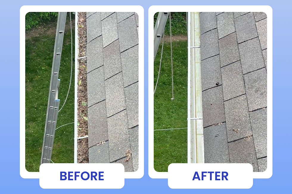 Before and After Image of Gutter Cleaning