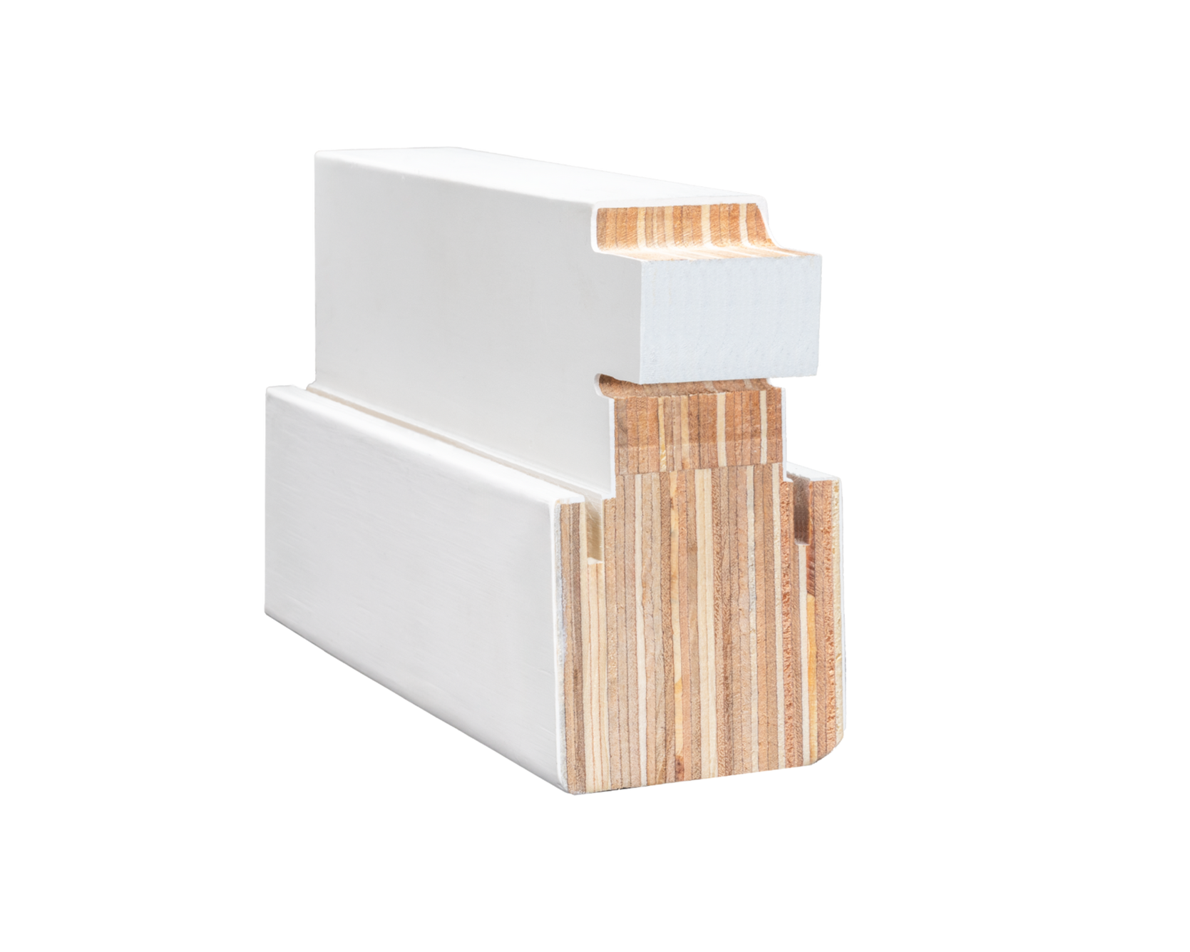 A haunch-cut mull post showing LVL interior detailing on a white background.