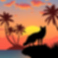 Tropical summer sunrise background with a silhouette of a fox .jpg