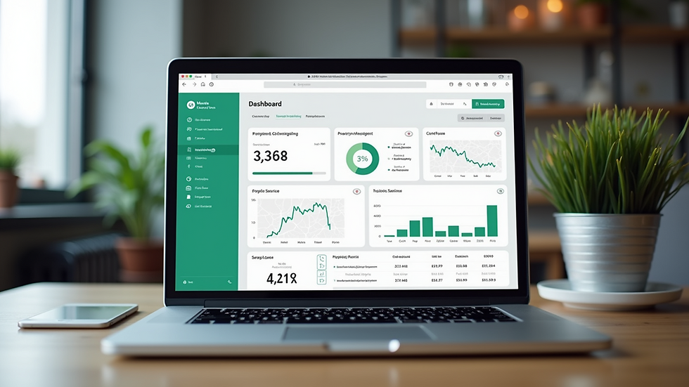 Eye-level view of a laptop screen showing a property management dashboard