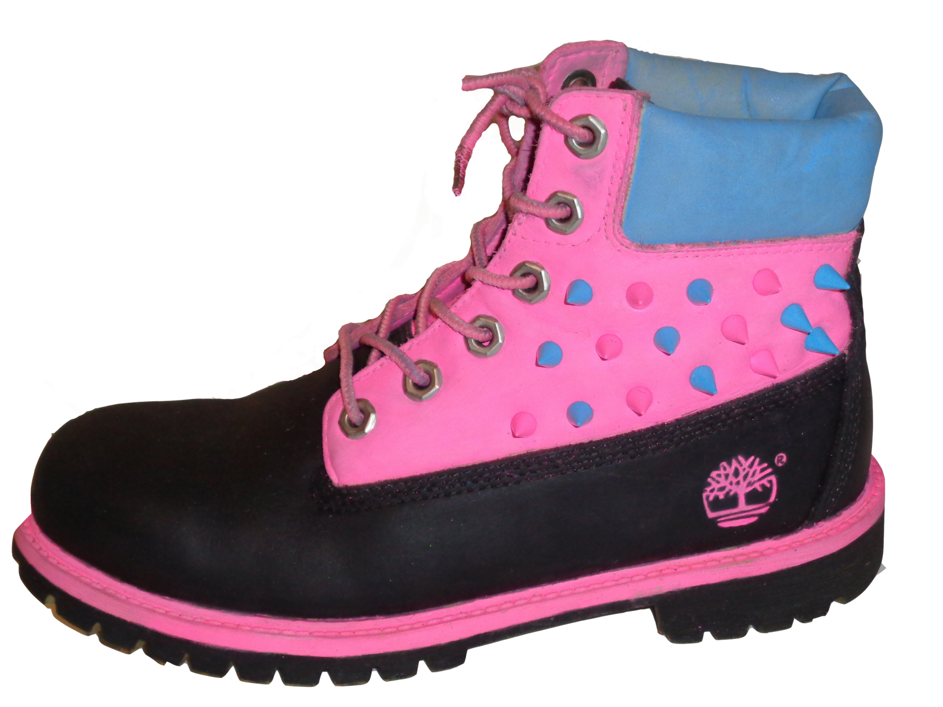 black and pink timberlands