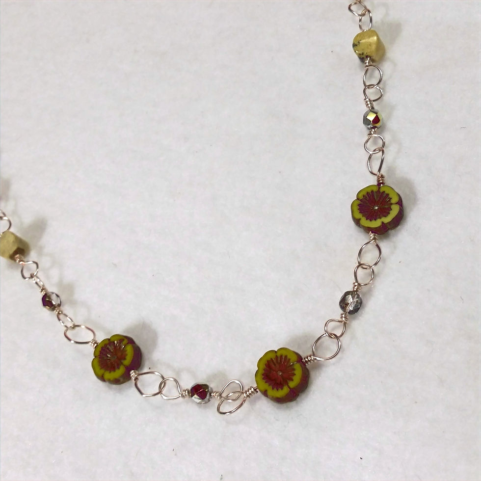 Thumbnail: Olive Green Czech Glass Necklace | Earth | Flower