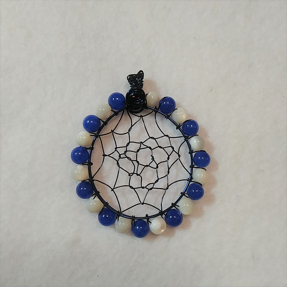 Thumbnail: Blue and White Dream Catcher | Necklace