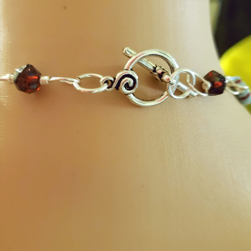 Thumbnail: Czech Glass | Teal and Red | Wire Wrapped Necklace
