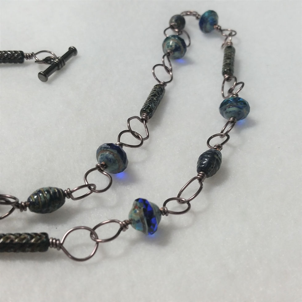 Thumbnail: Czech Glass | Blue | Wire Wrapped Jewelry | Necklace