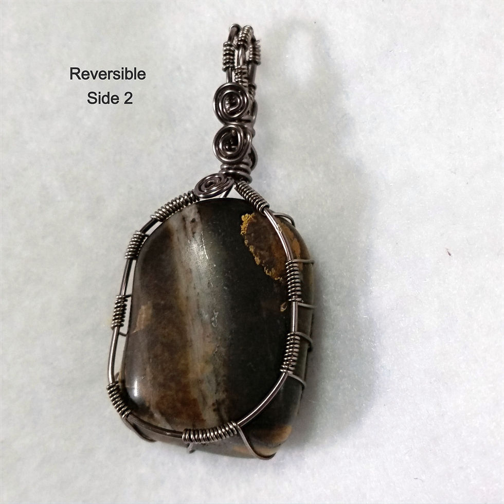 Thumbnail: Natural Dark Color Tiger Eye Wire Wrapped Pendant