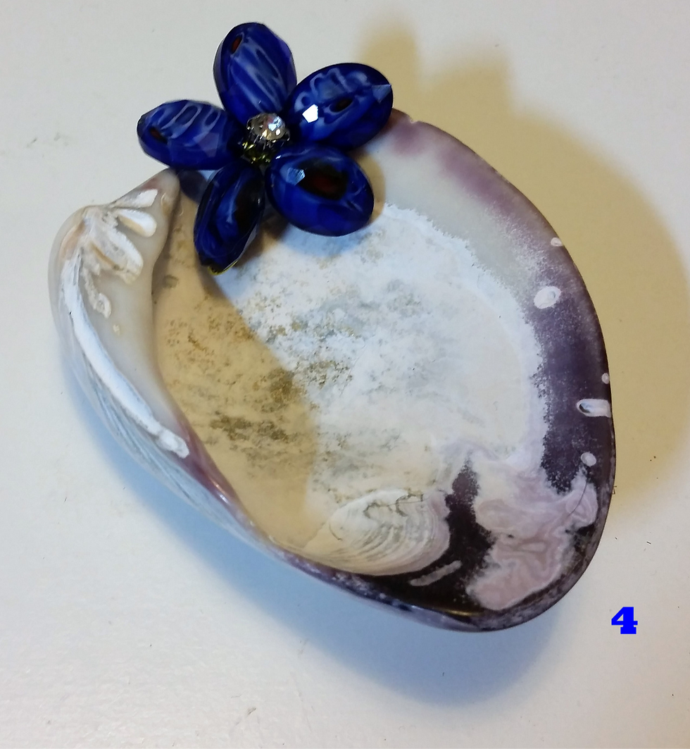 Thumbnail: Dark Blue Shell Tray | Colorful Flower | Home Decor