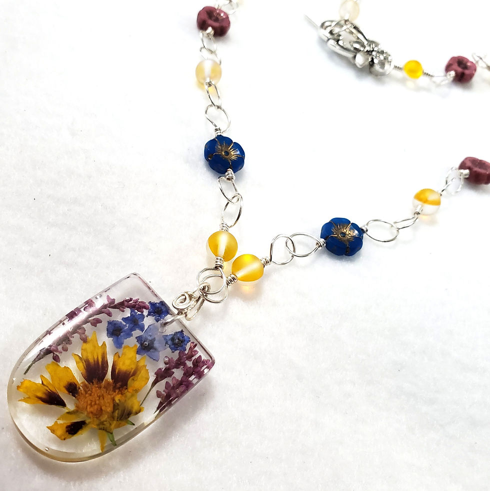 Thumbnail: Colorful Flower | Czech Glass Wire Wrapped Necklace
