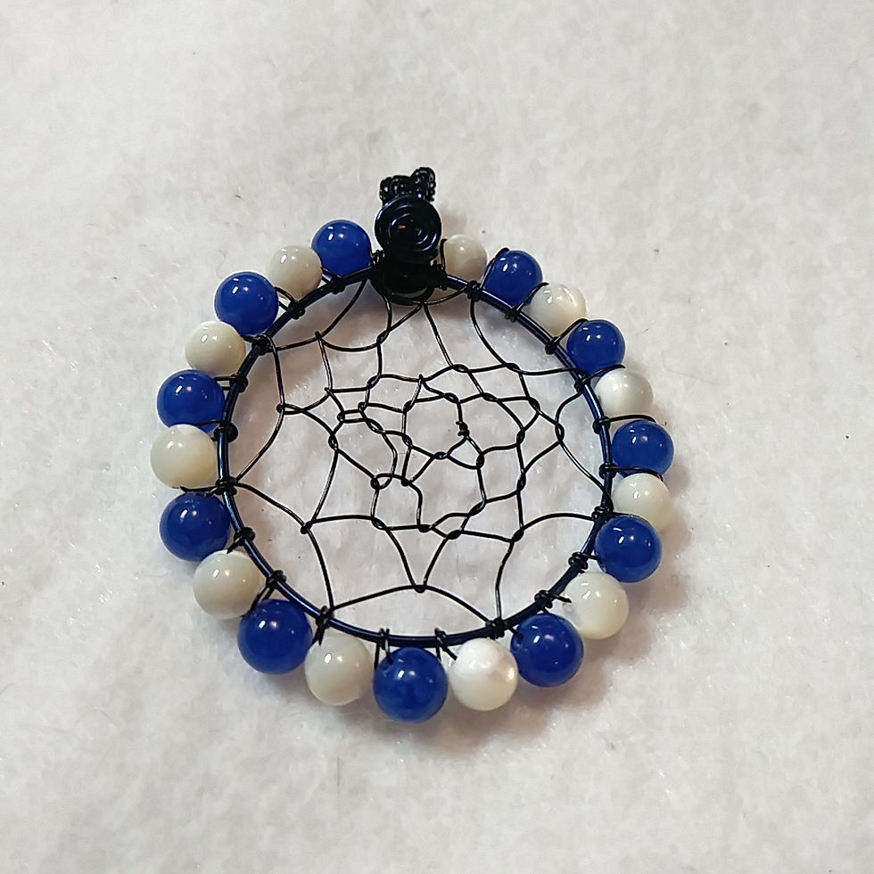 Thumbnail: Blue and White Dream Catcher | Necklace