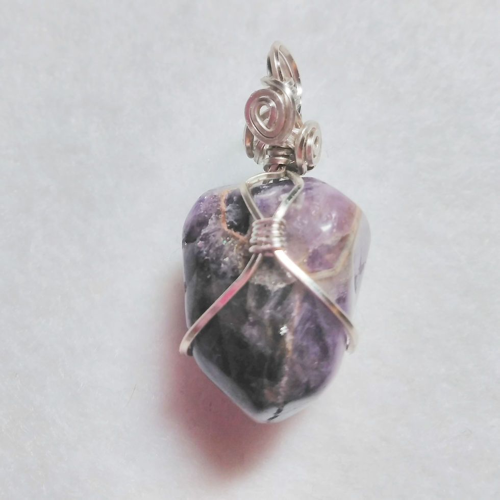 Thumbnail: Boxed Heart Shaped Amethyst Pendant | Purple | Wire Wrapped Pendant | Reversible