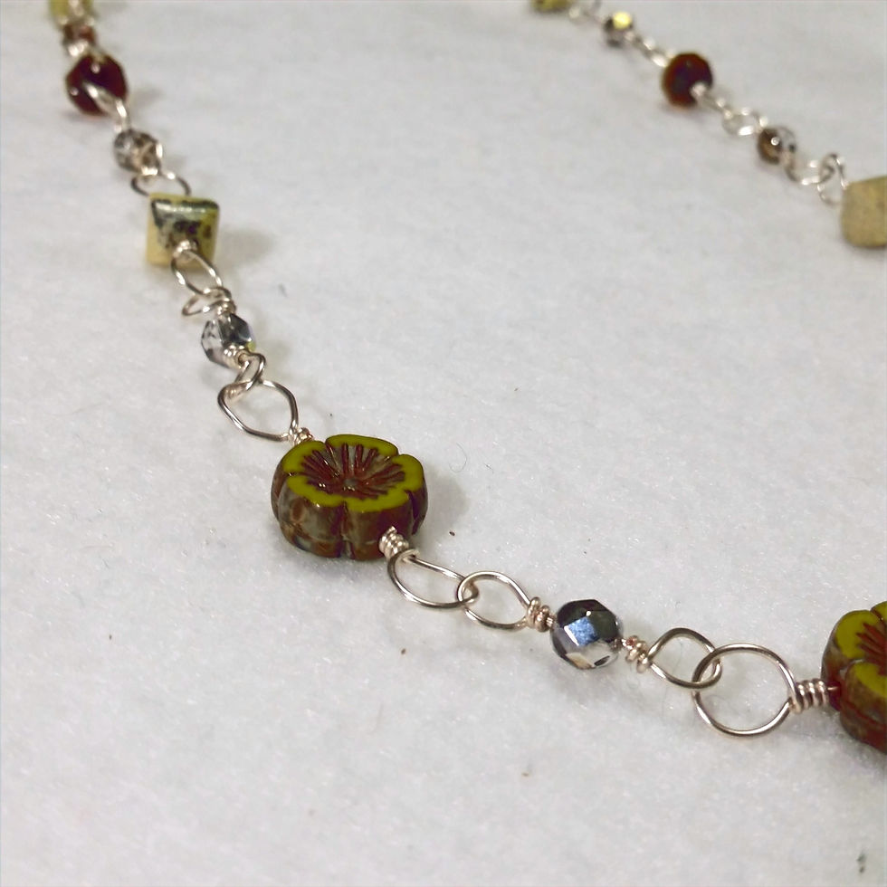 Thumbnail: Olive Green Czech Glass Necklace | Earth | Flower