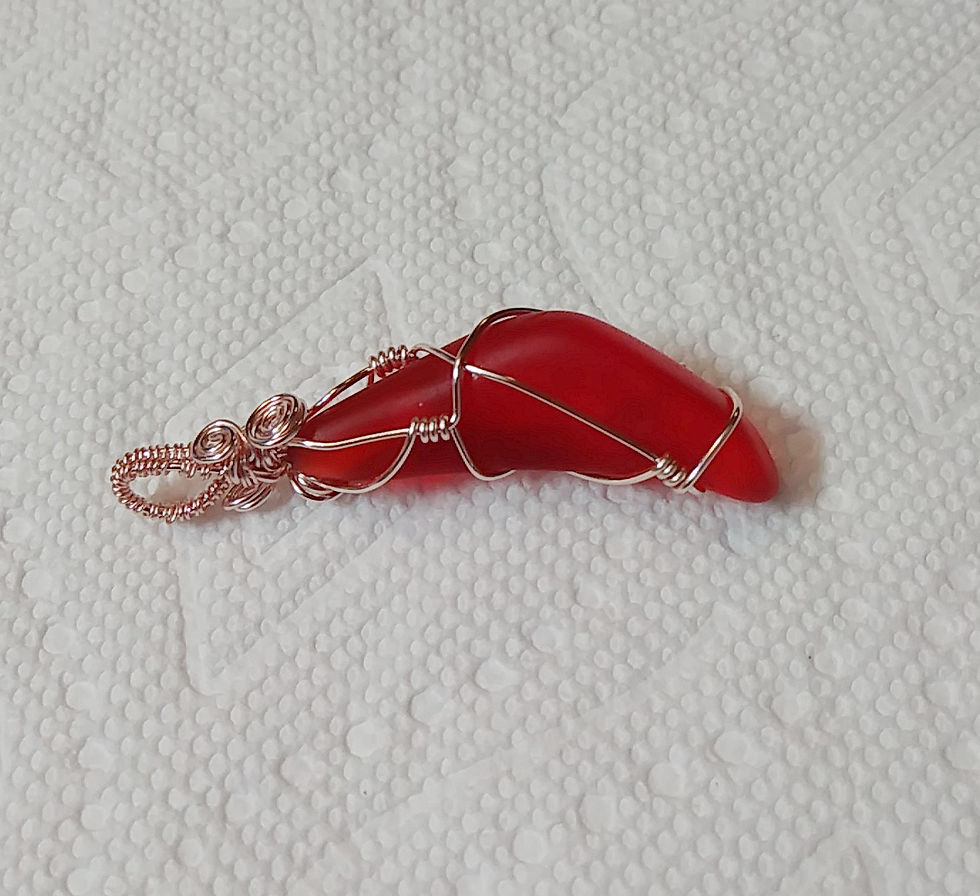 Thumbnail: Red sea-glass | Reversible | Pendant | Rose Gold | Jewelry