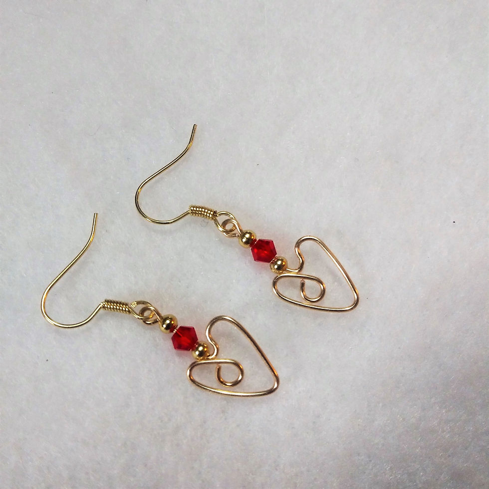 Thumbnail: Red Wire Wrapped Heart Earrings