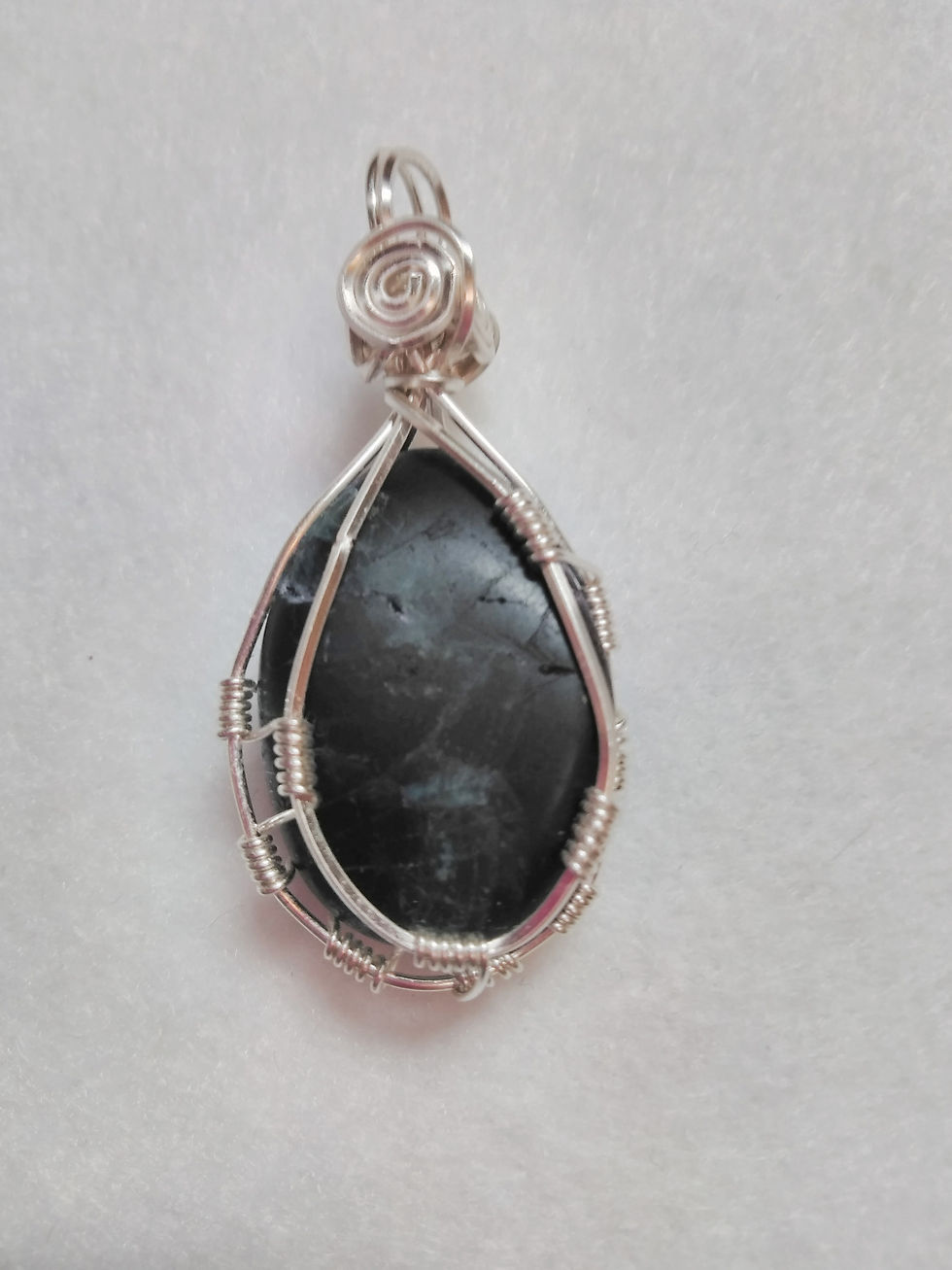 Thumbnail: Fluorite-Purple Blue and Green Wire Wrapped Pendant, back