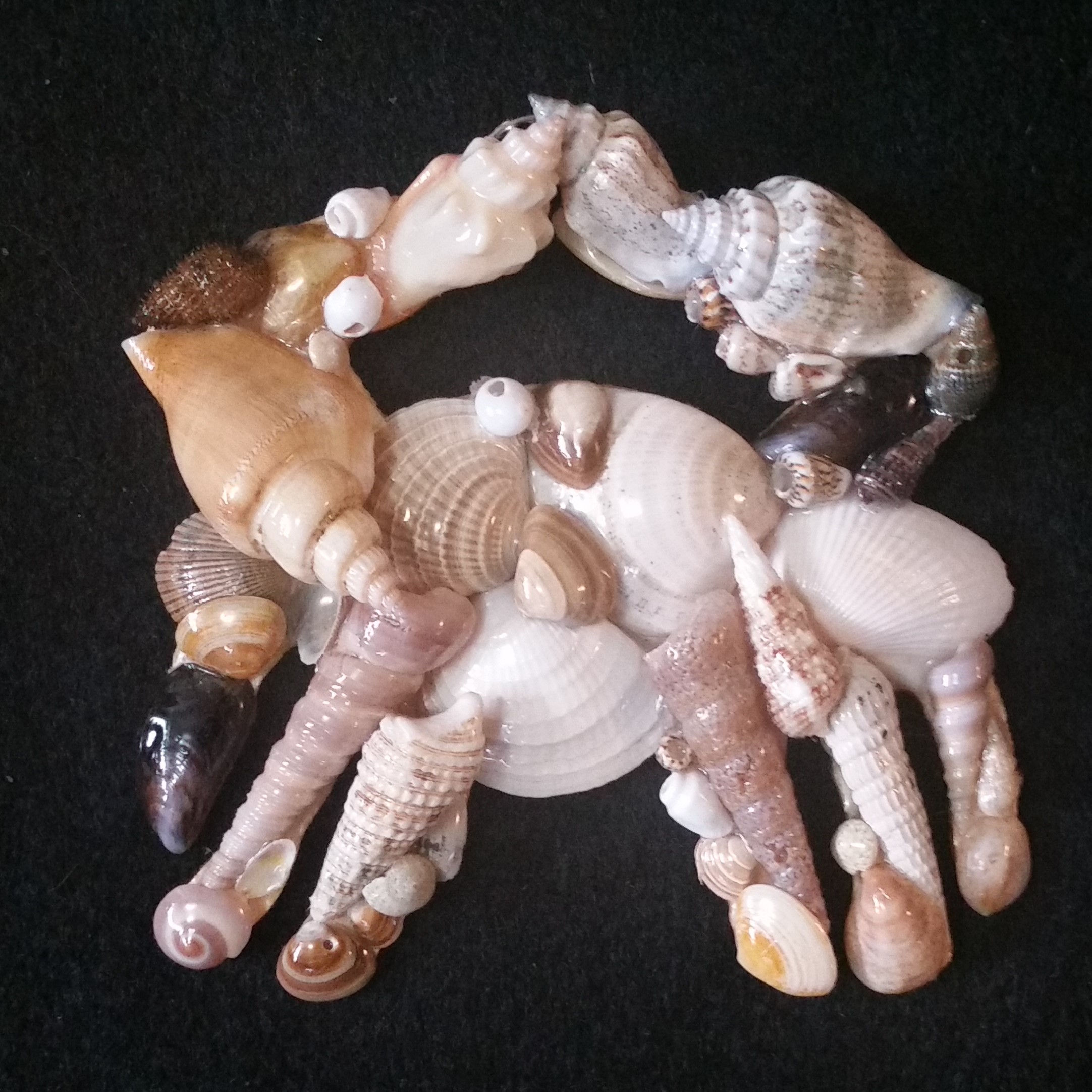 Crab Ornament covered is seashells - close up