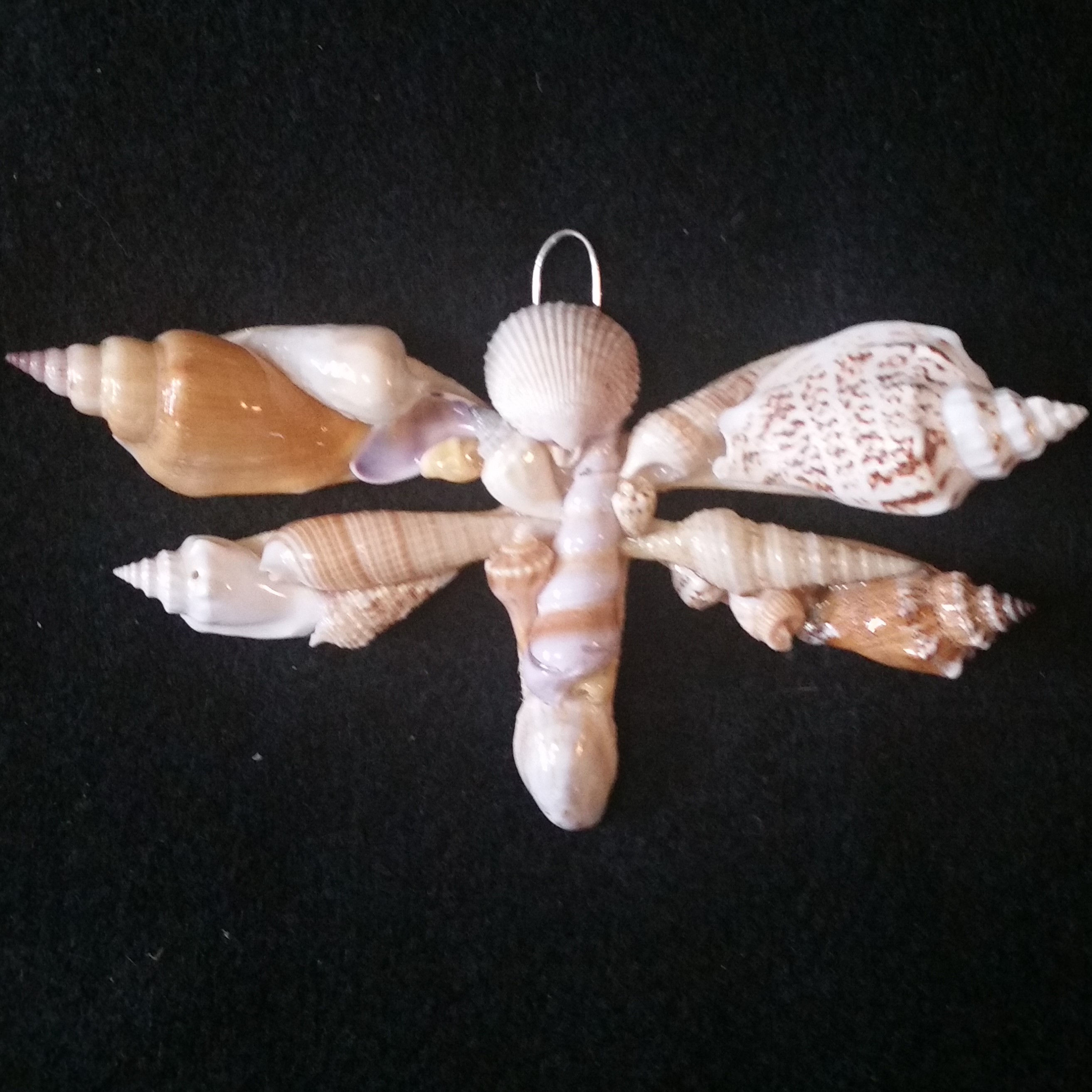 Dragonfly Ornament / Wall Hanger Covered with Seashells