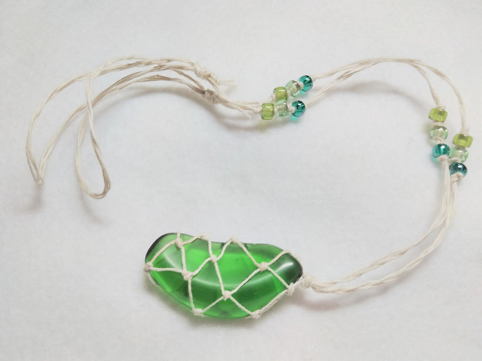 Thumbnail: Green Sea Glass | Hemp Necklace | Adjustable