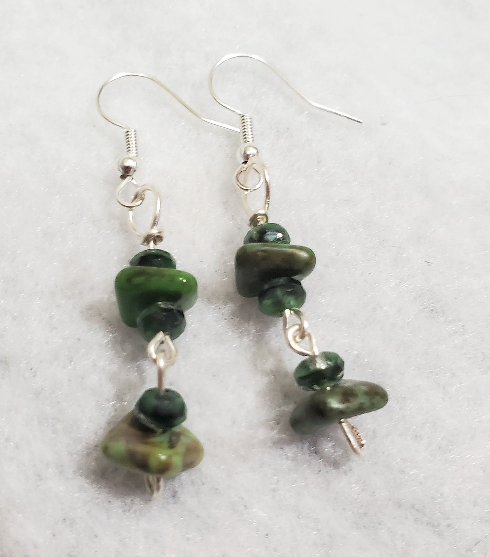 Thumbnail: Green Czech Glass Earrings